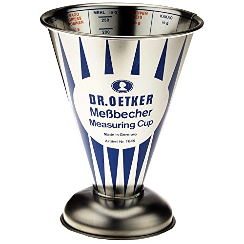 Dr. Oetker Messbecher Nostalgie, Weißblech, mit vielfältiger Skalierung (Maße: Ø11×14,5 cm)